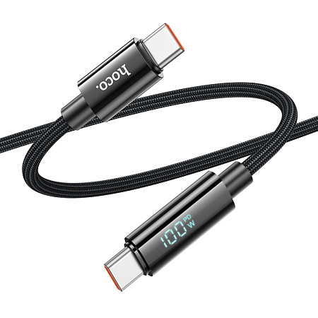 Кабель Type-C на Type-C с дисплеем, HOCO, U125, 1.2м, 100W, черный