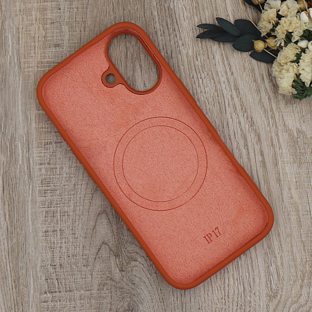 Чехол-накладка для iPhone 17, Silicon Case, магнитный (MagSafe), с дизайном, без лого, X-CASE, оранжевый