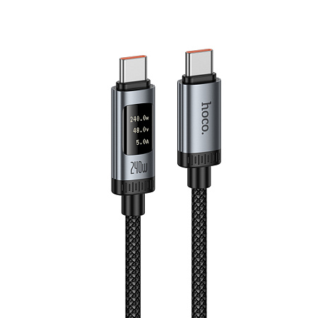 USB Кабель Type-C, HOCO, U148, 1.2м, 100W с дисплеем, черный