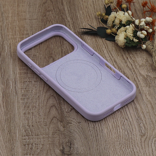Чехол-накладка для iPhone 17 Pro, Silicon Case, магнитный (MagSafe), с дизайном, без лого, X-CASE, сиреневый