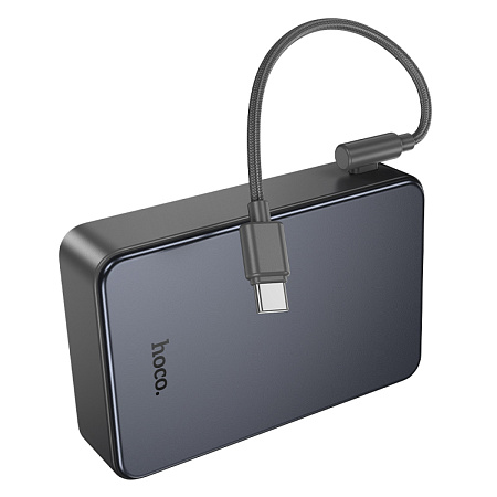 Универсальный Доп. Аккумулятор 20000mAh, J170A, HOCO, выход: 1 USB (22.5W), 1 PD (20W), с кабелем, черный