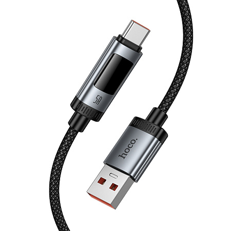 Кабель Type-C на Type-C, HOCO, U148, 240W, 1.2м, с дисплеем, черный