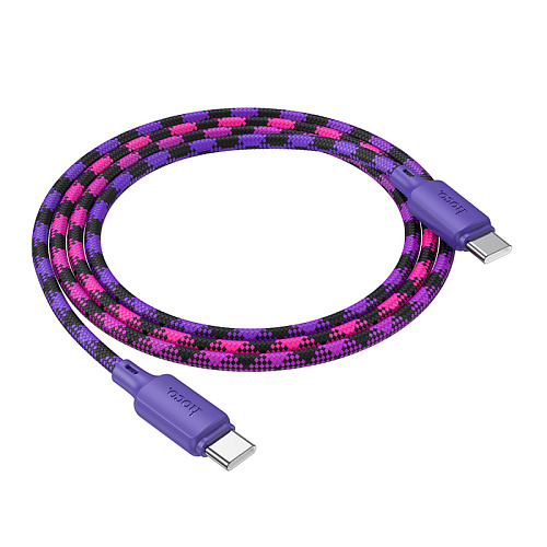 Кабель Type-C на Type-C, HOCO, X116, 60W, разноцветный фиолетовый с розовым или оранжевым