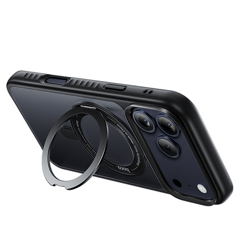 Чехол для iPhone 17 Pro Max, TPU + PC board, Магнитный (MagSafe), с подставкой, AS1, HOCO, черный