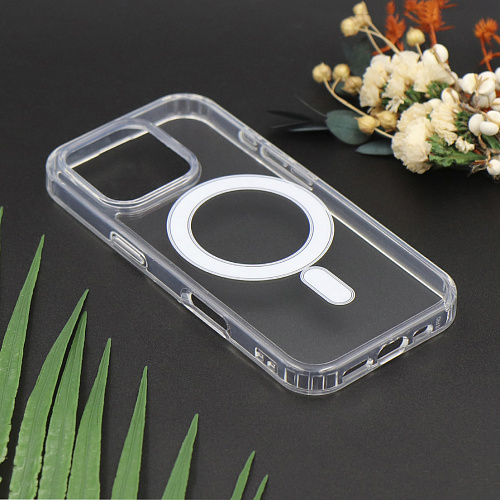 Чехол силиконовый для iPhone 16 Pro, Магнитный (MagSafe), X-CASE, прозрачный