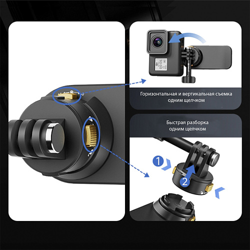 Магнитное быстроразъемное крепление на ремень(лямку) рюкзака для GoPro и других экшн камер, PULUZ, черный