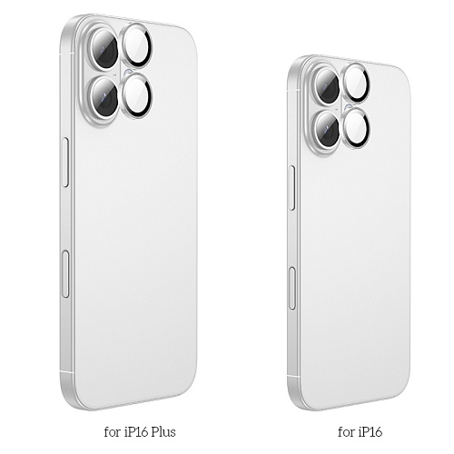 Защитное стекло для iPhone 16/16 Plus, V12 Plus, HOCO, на заднюю камеру, серебро