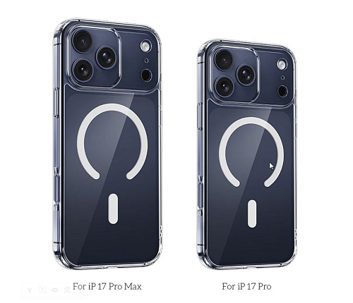 Чехол силиконовый для iPhone 17 Pro Max, Магнитный (MagSafe), HOCO, прозрачный