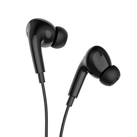 Проводные наушники M101 Pro Type-C, Crystal joy wire-controlled, HOCO, вакуумные с микрофоном, черные