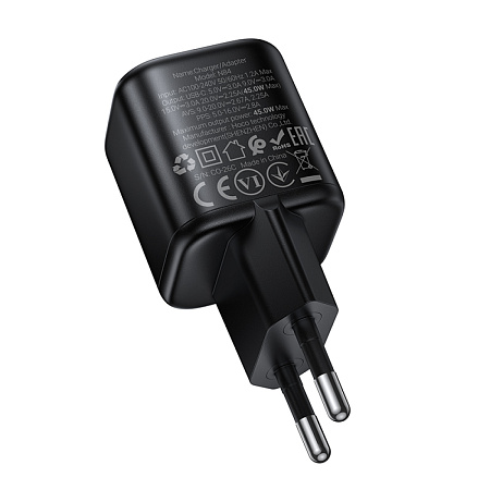 Сетевое зарядное устройство, 1 PD 45W (N84), HOCO, компактный, черный