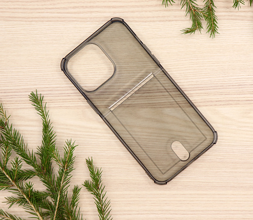 Чехол силиконовый для iPhone 14 Pro Max (6.7), с карманом для карты, микс, X-CASE, затемненный