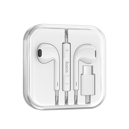 Проводные наушники M101, Type-C  Crystal joy wire-controlled earphones with microphone, HOCO, белые