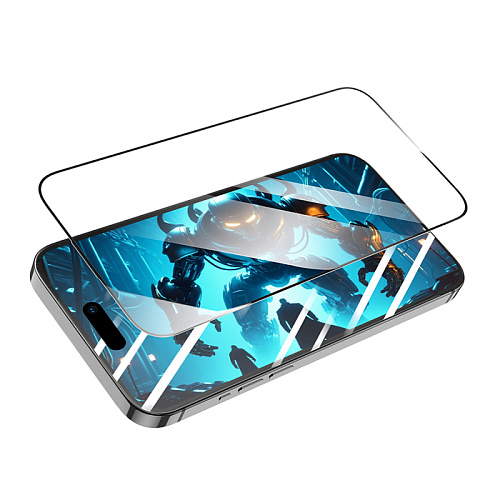 Защитное стекло для iPhone 15/16, A777, HOCO, HD, рамка черная