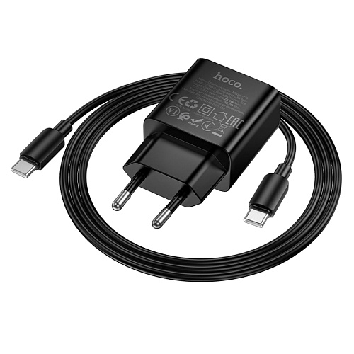 Сетевое зарядное устройство, 1 PD 25W (N76), HOCO, Type-C to Type-C, черный