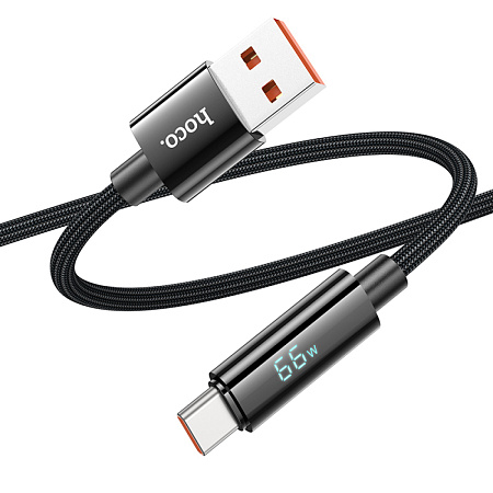USB Кабель Type-C, HOCO, U125, 1.2м, 5A с дисплеем, черный