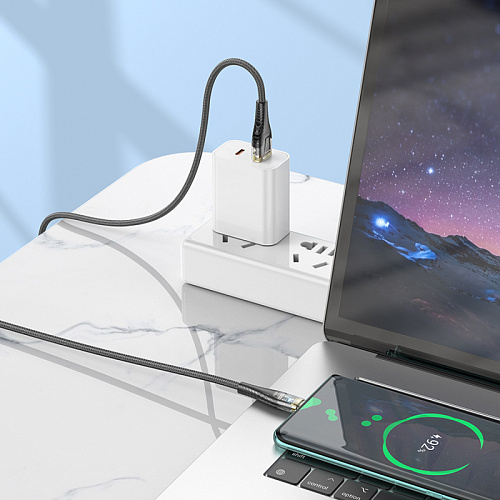 USB Кабель Type-C, HOCO, U121, 1.2м, прозрачный черный