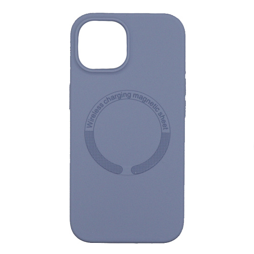 Чехол-накладка для iPhone 15, Silicon Case, магнитный (MagSafe), без лого, X-CASE, светло-голубой
