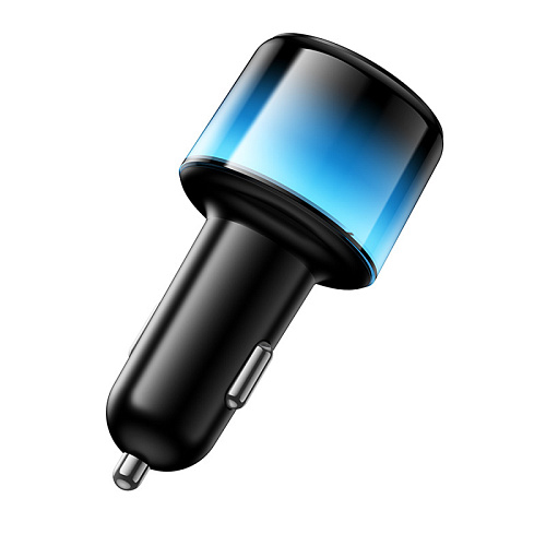 Автомобильное зарядное устройство, 1 USB 5V/2.4A + 2 PD 25W (Z69A), HOCO, с подсветкой, с дисплеем, черный