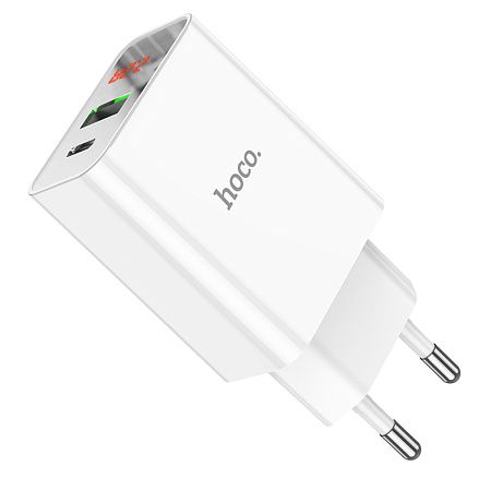 Сетевое зарядное устройство, 1 PD 20W + 1 USB 3.0 QC (C100A), HOCO, белый