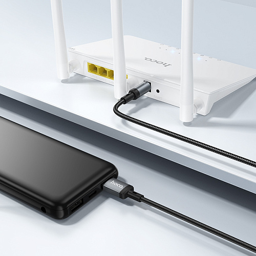 Кабель USB-C на круглое отверстие 5.5 * 2.5/5.5 * 2.1, 12V, X129, HOCO, заряжать настольные лампы, бритвы и т.д., черный
