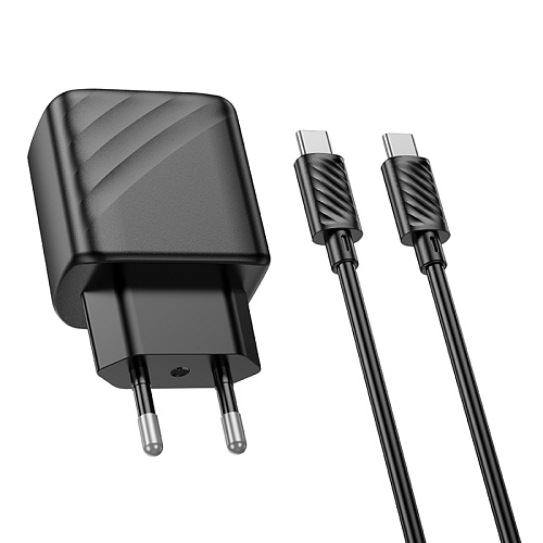 Сетевое зарядное устройство, 1 PD 30W + 1 USB 3.0 QC (CS23A), HOCO, Type-C to Type-C, черный