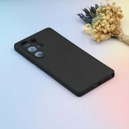 Чехол силиконовый для Samsung Galaxy S25 Ultra (5G), с микрофиброй внутри, с защитой камеры, X-CASE, черный