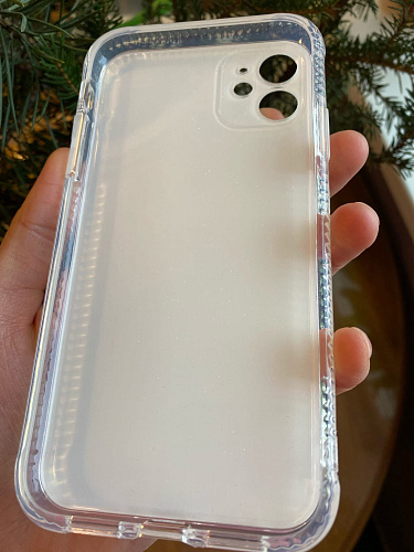 Чехол силиконовый для iPhone 11 (6.1), переливающийся, X-CASE, голубой с фиолетовым