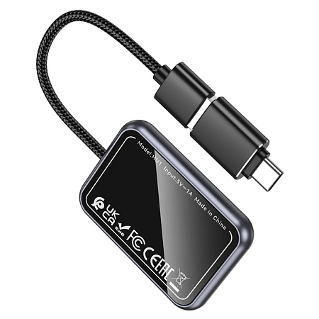 Беспроводной адаптер CarPlay (Wi-Fi) USB-A/USB-C, HU1, HOCO, черный
