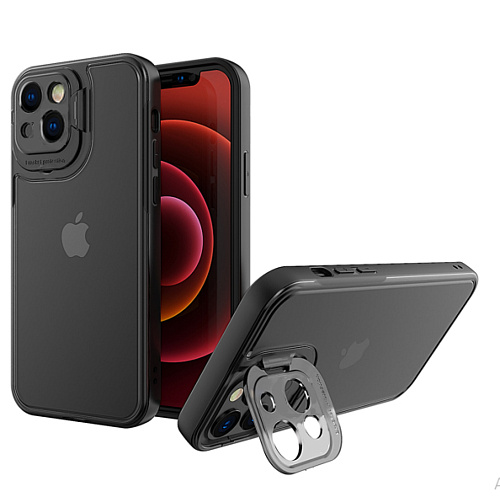 Чехол силиконовый для iPhone 13 (6.1), Lens bracket series, HOCO, матовый черный