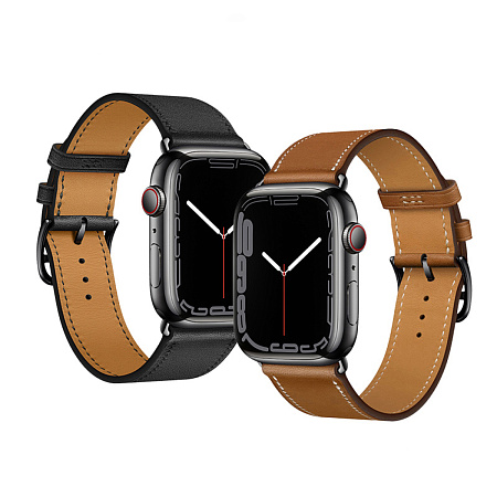 Ремешок на руку для Apple Watch 44/45/46/49 мм, HOCO, WA17, коровья кожа, коричневый