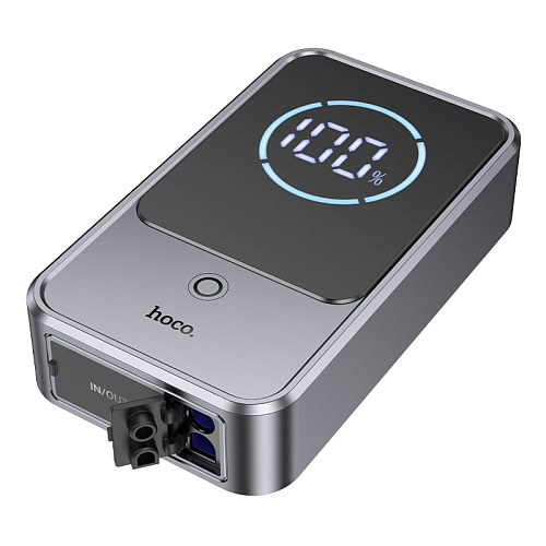 Универсальный Доп. Аккумулятор 10000mAh, QS7, HOCO, 12V(запуск двигателя авто)+2USB (5V/2A)+ фонарик, с дисплеем, черный