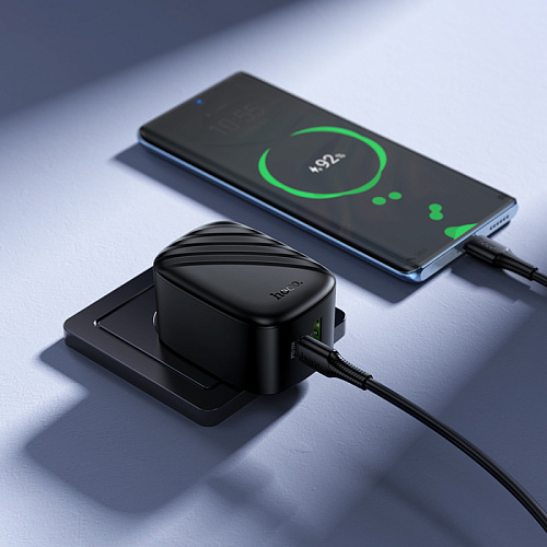 Сетевое зарядное устройство, 1 PD 20W + 1 USB 3.0 QC (CS101A), HOCO, складное, черный
