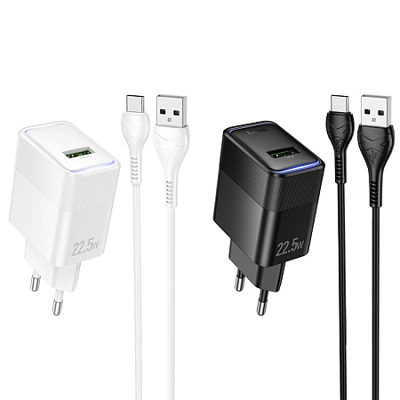 Сетевое зарядное устройство, 1 USB 3.0 QC 22.5W (CS111A), HOCO, Type-C, белый
