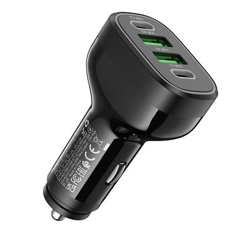 Автомобильное зарядное устройство, 2 USB QC3.0 18W, 1 PD 30W (NZ11A), HOCO, черный