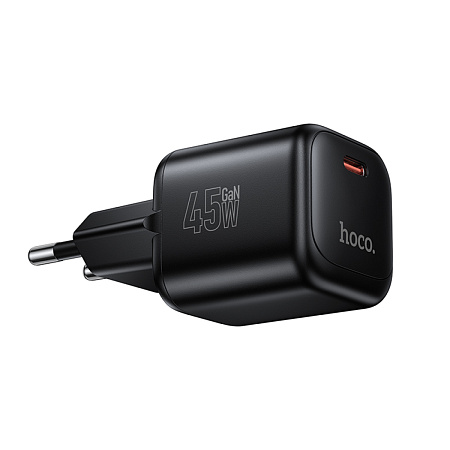 Сетевое зарядное устройство, 1 PD 45W (N84), HOCO, компактный, черный