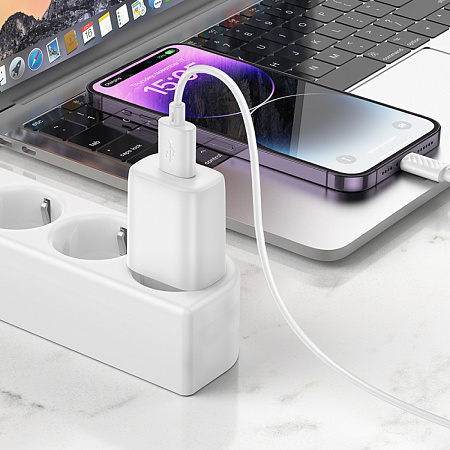 Сетевое зарядное устройство, 1 USB 2.4A (C134A), HOCO, белый