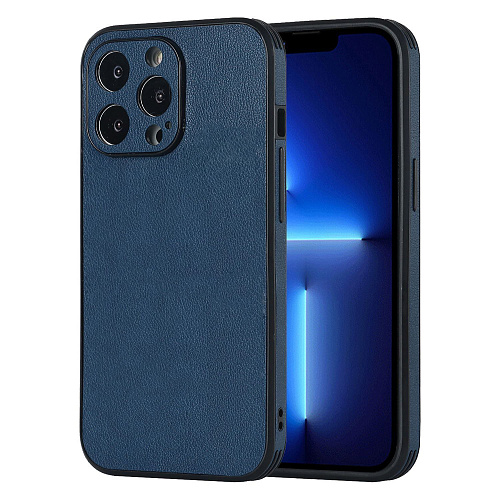 Чехол силиконовый для iPhone 14 Pro Max (6.7), экокожа, DU DU, синий