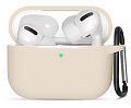 Чехол силиконовый для Airpods Pro/Pro 2, X-CASE, розовый песок с карабином (Pink Sand)
