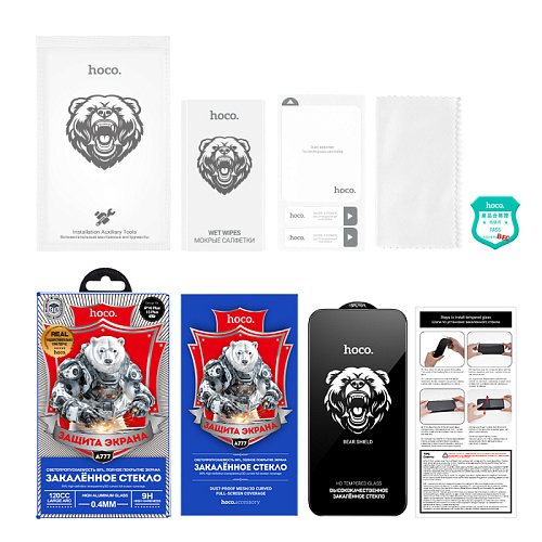 Защитное стекло для iPhone 15/16, A777, HOCO, HD, рамка черная