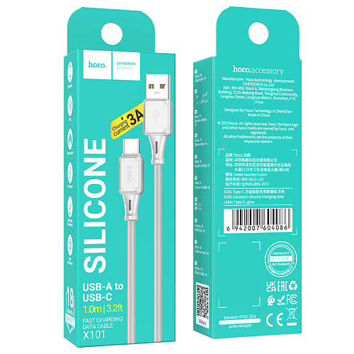 USB Кабель Type-C, HOCO, X101, 1м, серый