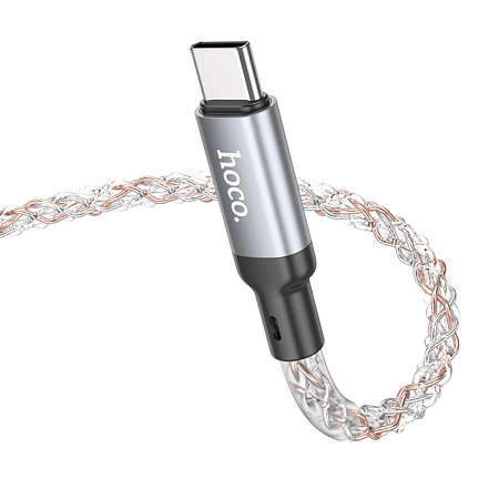 USB Кабель Type-C, HOCO, U112, 1м, светящийся, серый