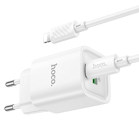Сетевое зарядное устройство, 1 PD 30W + 1 USB 3.0 QC (C149A), HOCO, Type-C to Lightning, мини, белый
