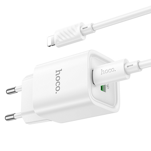 Сетевое зарядное устройство, 1 PD 30W + 1 USB 3.0 QC (C149A), HOCO, Type-C to Lightning, мини, белый