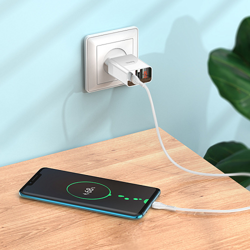 Сетевое зарядное устройство, 1 PD 20W + 1 USB 3.0 QC (C100A), HOCO, белый