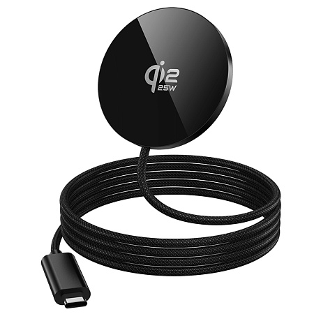 Беспроводное зарядное устройство, CW63 Pro, протокол быстрой зарядки Qi2.2, Type-C, черный