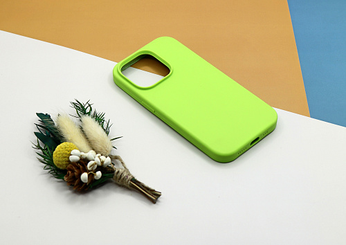 Чехол-накладка для iPhone 14 Pro, Silicon Case, без лого, зеленый