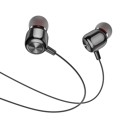 Проводные наушники M87 String wired earphones, hoco, вакуумные с микрофоном, черные