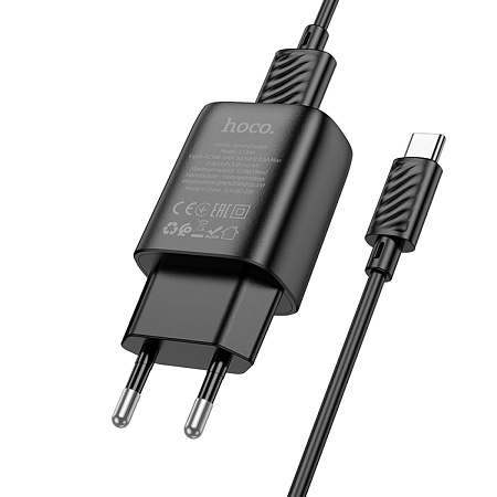 Сетевое зарядное устройство, 1 USB 2.4A (C134A), HOCO, Type-C, черный