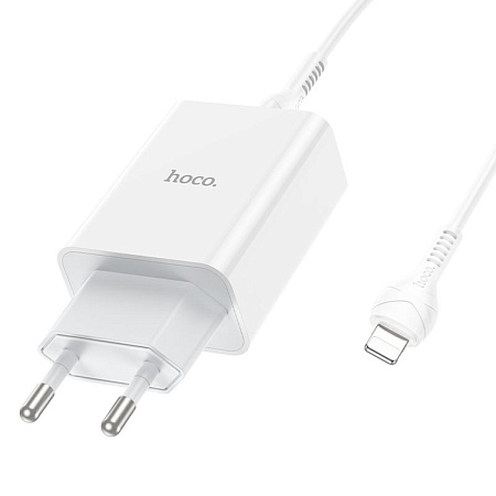 Сетевое зарядное устройство, 2 PD 20W/18W + 1 USB 3.0 QC (C99A), HOCO, Type-C to Lightning, белая