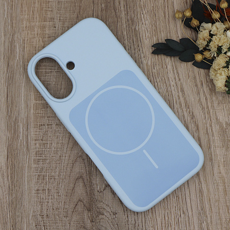 Чехол-накладка для iPhone 17, Silicon Case, магнитный (MagSafe), с дизайном, без лого, X-CASE, светло-голубой